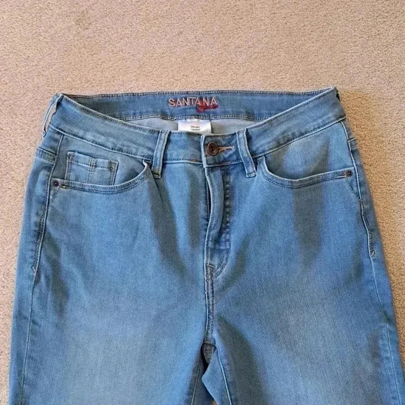Santana Jeans Blue Cropped Stretch Denim Women's Size 8 Capri Light Wash - Picture 3 of 12
